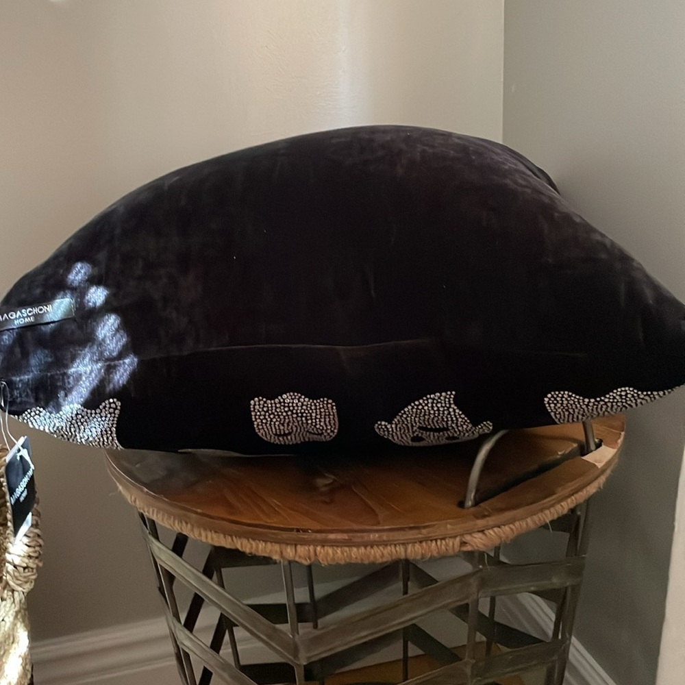 Adorable & Rich Black Soft, plump accent pillow! Sparkles with silver beads! - Picture 12 of 12